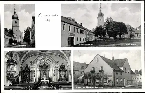 Ak Konnersreuth Oberpfalz, Kirche, Marktplatz, Haus der Therese Neumann