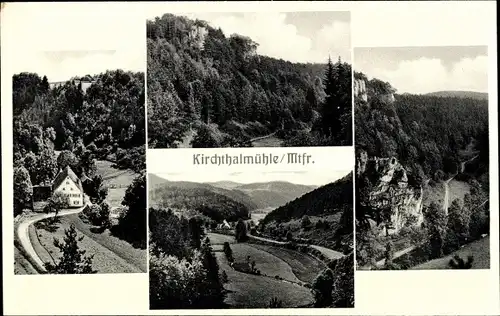 Ak Kirchthalmühle Alfeld in Mittelfranken in Bayern, Gasthaus Kirchthalmühle, Landschaft, Felsen
