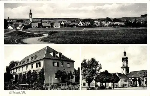 Ak Kühbach Aichach in Schwaben, Panorama, Rathaus, Kirche