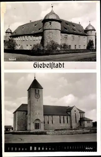 Ak Giebelstadt in Unterfranken, Schloss, Kirche