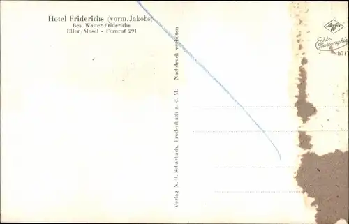 Ak Eller Rheinland Pfalz, Hotel Restaurant Friderichs, Innenansichten