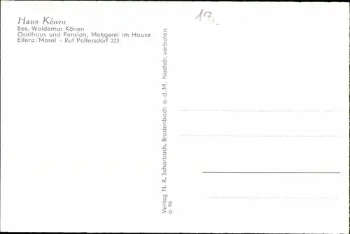 Ak Ellenz Poltersdorf an der Mosel, Haus Könen, Panorama