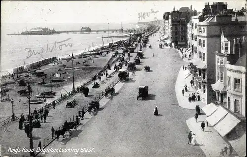 Ak Brighton East Sussex England, King's Road, Looking West