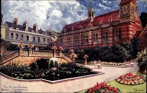 Künstler Ak Brighton East Sussex England, The Italian Garden, Hotel Metropole