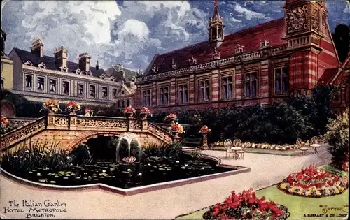 Künstler Ak Brighton East Sussex England, The Italian Garden, Hotel Metropole