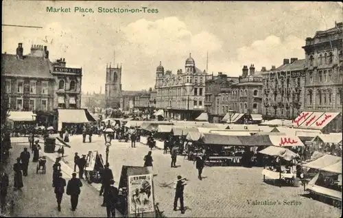 Ak Stockton on Tees Durham England, Market Place