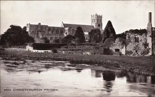Ak Christchurch Dorset England, Priory, Wasserpartie