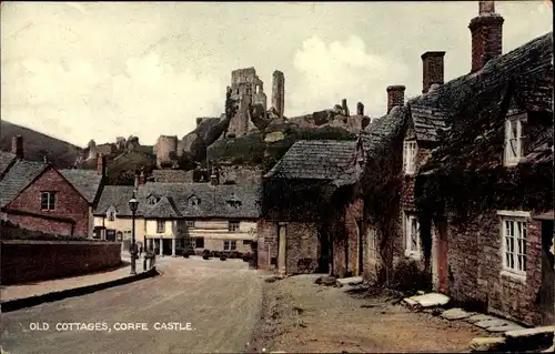 Ak Corfe Castle Isle of Purbeck South West England, Old Cottages