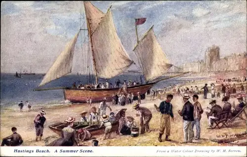 Künstler Ak Borrow, W. H., Hastings East Sussex England, Beach, A Summer Scene