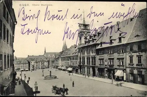 Ak Cheb Eger Region Karlsbad, Oberer Marktplatz