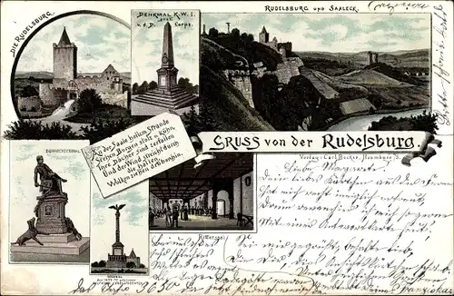 Litho Saaleck Bad Kösen Naumburg Saale, Rudelsburg, Denkmal, Rittersaal