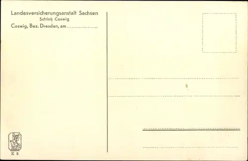 Ak Coswig in Sachsen, Schloss, Landesversicherungsanstalt Sachsen