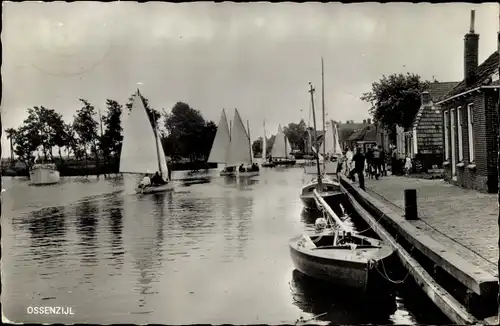 Ak Ossenzijl Overijssel, Flusspartie, Segelboote