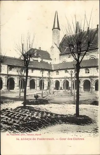 Ak Fontevrault Maine-et-Loire, Abbaye, Cour des Cloitres