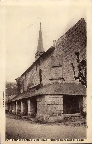 Ak Fontevrault l'Abbaye Maine et Loire, Galerie de l'Eglise Saint Michel