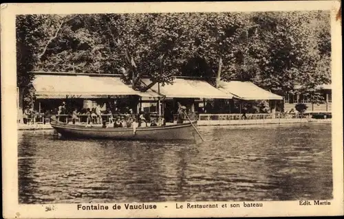 Ak Fontaine de Vaucluse, Le Restaurant et son bateau
