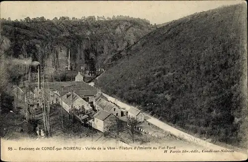 Ak Condé sur Noireau Calvados, Vallee de la Vere, Filature d'Amiante au Plat Ford