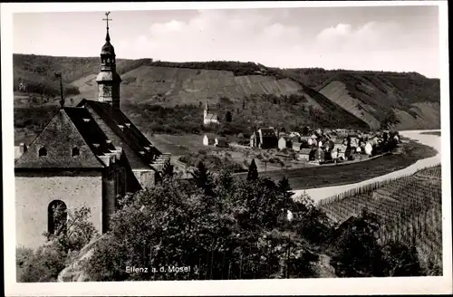 Ak Ellenz Poltersdorf an der Mosel, Gesamtansicht, Kirche