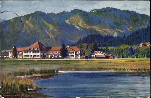 Künstler Ak Bernhard, Bad Wiessee in Oberbayern, Panorama