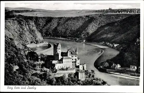 Ak Sankt Goarshausen am Rhein, Loreley, Burg Katz