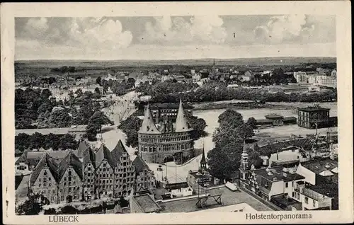 Ak Hansestadt Lübeck, Holstentorpanorama