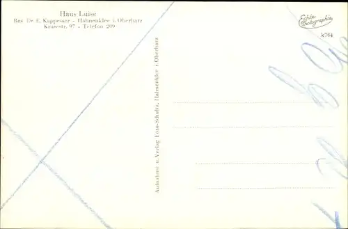 Ak Hahnenklee Bockswiese Goslar, Haus Luise, Bes. Dr. E. Kappesser, Krusestraße 97