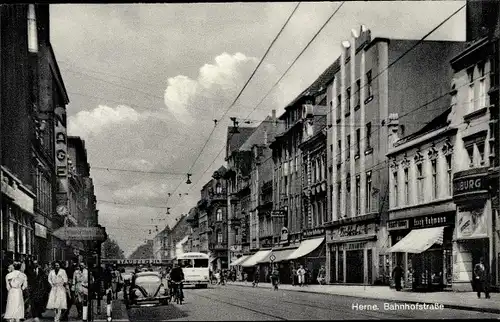 Ak Herne im Ruhrgebiet, Partie in der Bahnhofstraße
