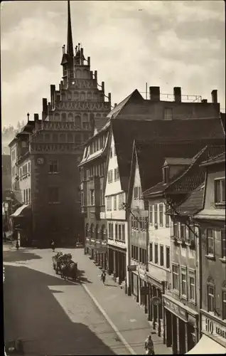 Ak Pößneck in Thüringen, Krautgasse mit Rathaus