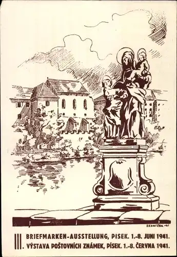 Künstler Ak Písek Pisek Südböhmen, Briefmarkenausstellung 1941