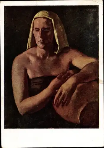 Künstler Ak Krause, Heinrich, Ruhende, Frauenportrait