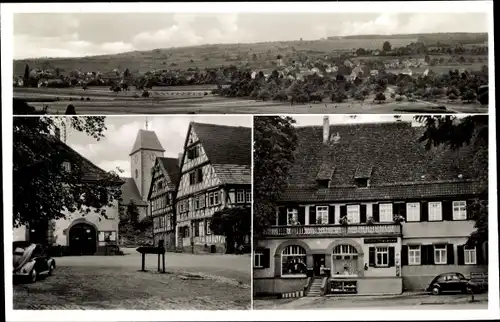 Ak Wiernsheim im Enzkreis, Gemischtwarenhandlung, Blick auf den Ort