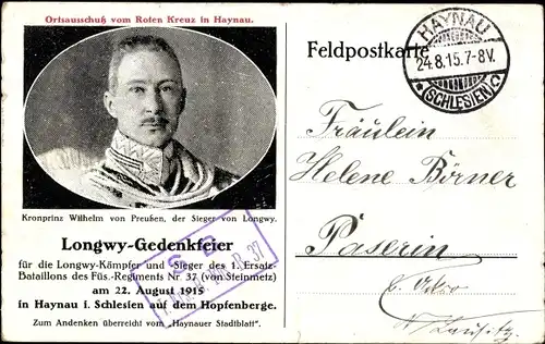 Ak Chojnów Haynau Schlesien, Gesamtansicht vom Hopfenberg aus, Kronprinz Wilhelm von Preussen