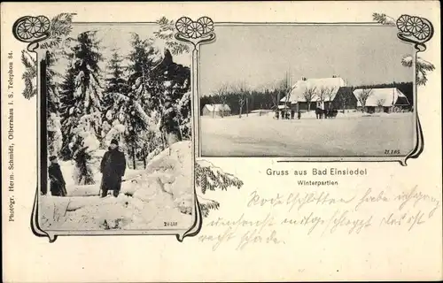 Ak Einsiedel Seiffen im Erzgebirge, Winterpartien
