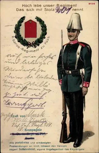 Künstler Ak 2 Garde Regiment zu Fuß Nr. 201, Schulterstück, I. WK