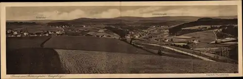 Klapp Ak Stützengrün im Erzgebirge Sachsen, Blick auf den Ort mit Umgebung