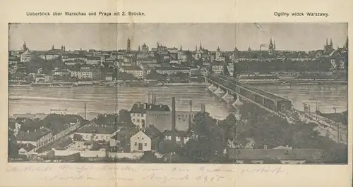 Klapp Ak Warszawa Warschau Polen, Blick auf den Ort mit 2. Brücke