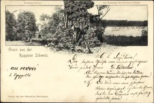 Ak Tornow Neuruppin in Brandenburg, Forsthaus, Der Teufelssee
