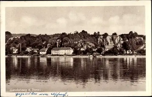 Ak Landshag Landshaag an der Donau Oberösterreich, Blick auf den Ort, Donaupartie