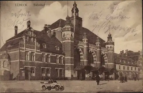 Ak Hansestadt Lübeck, Bahnhof