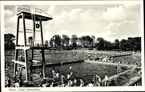 Ak Herne im Ruhrgebiet, Partie im Sommerbad, Sprungturm