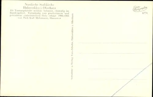 Ak Hahnenklee Bockswiese Goslar, Nordische Stabkirche, Nachtansicht