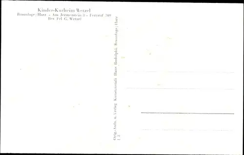 Ak Braunlage im Oberharz, Kinderkurheim Wetzel