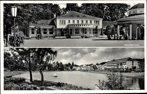 Ak Horn Bad Meinberg im Kreis Lippe, Wandelhalle, Am See