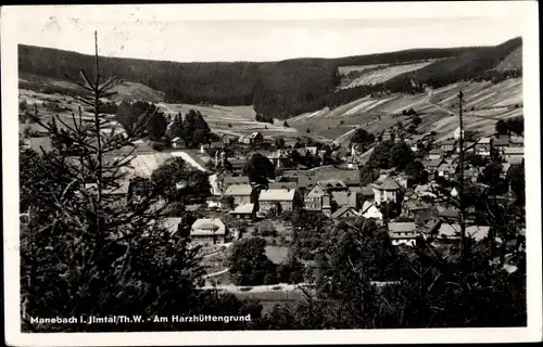 Ak Manebach Ilmenau in Thüringen, Panorama am Harzhüttengrund