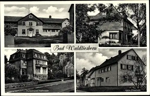 Ak Bad Waldliesborn Lippstadt in Westfalen, Pension Pöhling, Haus Elisabeth, Kurpension Helfmeier