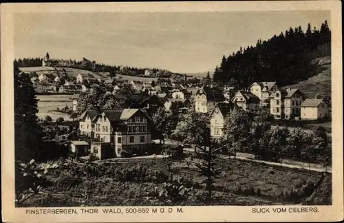 Ak Finsterbergen Friedrichroda Thüringen, Blick vom Oelberg auf den Ort 