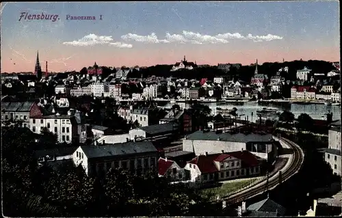 Ak Flensburg in Schleswig Holstein, Panorama