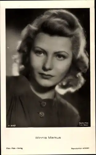 Ak Schauspielerin Winnie Markus, Portrait, Berlin Film A 3870 1