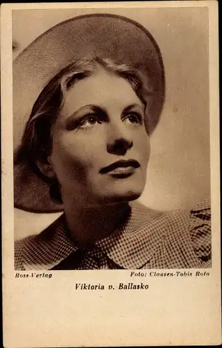 Ak Schauspielerin Viktoria von Ballasko, Portrait, Ross Verlag