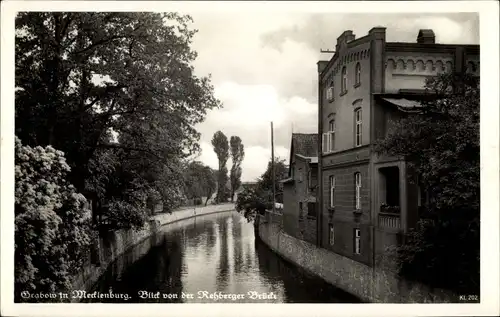 Ak Grabow in Mecklenburg,Blick von der Rehberger Brücke, Klinke 202